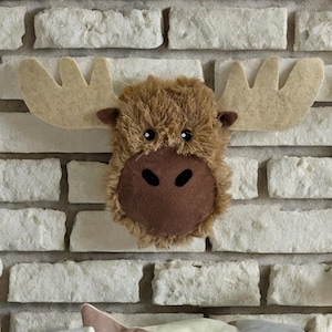 Plush Moose Head Wall Mount: Woodland Nursery Decor