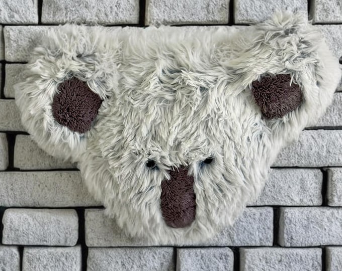 Koala Face Wall Decor – Plush Koala Head, Woodland Nursery Wall Art, Stuffed Animal Wall Mount, Baby Room Decor, Soft Koala Nursery Accent