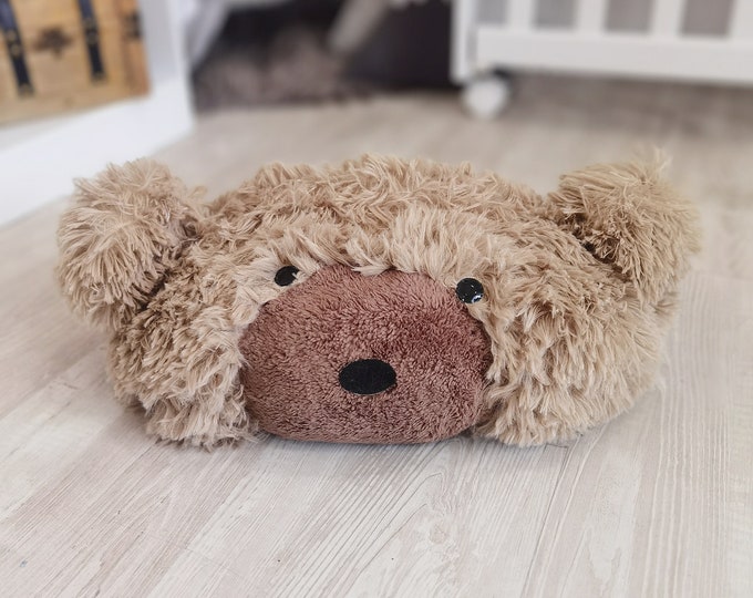 Handmade Bear Cushion for Children, Woodland-Themed Soft Pillow, Cozy Kids Room Accessory, Personalizable Baby Shower Gift