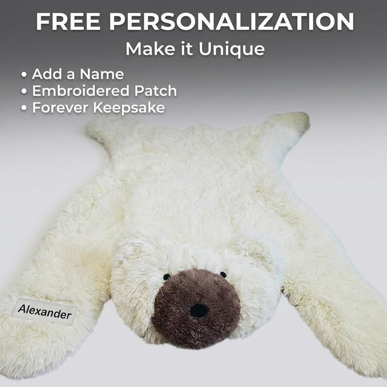Alfombra de oso polar para la habitación del bebé - Alfombra de juego mullida, decoración personalizada con temática de bosque para bebés imagen 6