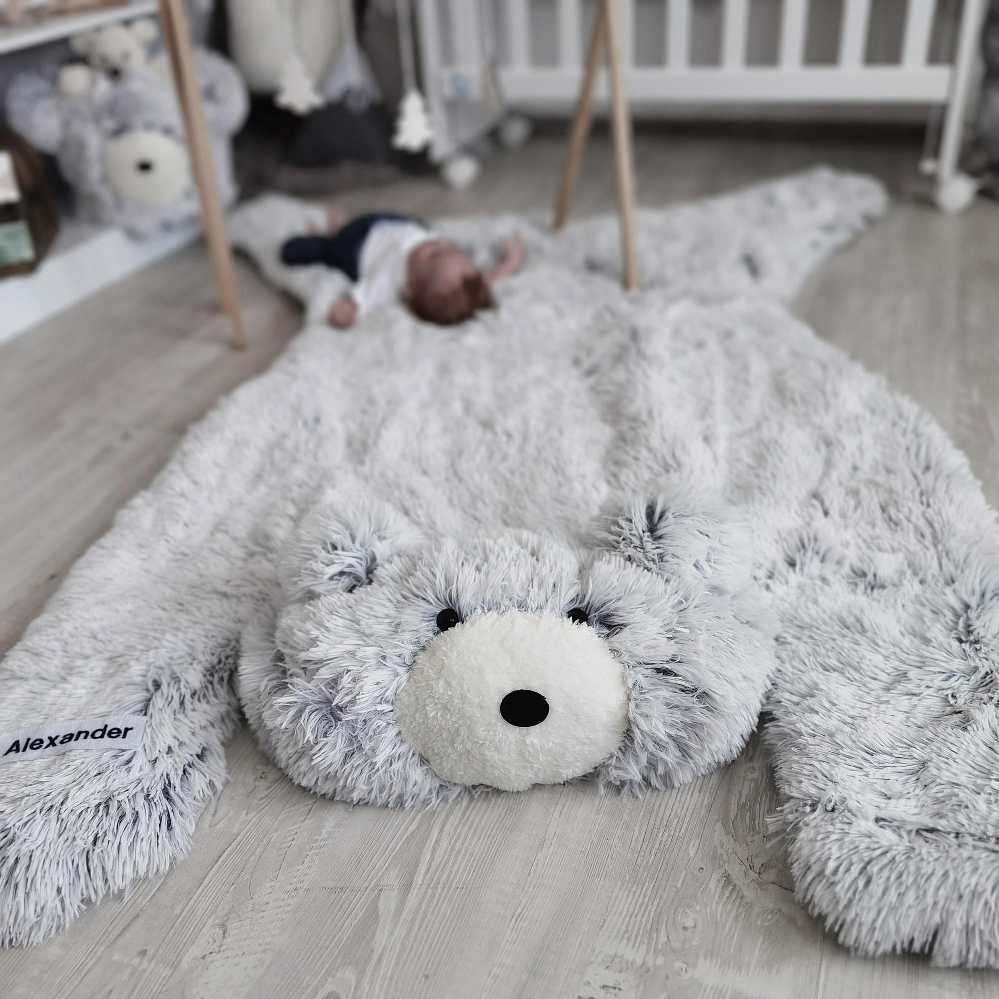 TITA-DONG Tappeto a forma di orso, morbido tappeto shaggy per la camera dei bambini, carino, morbido e soffice, in finta pelliccia, tappeto shaggy
