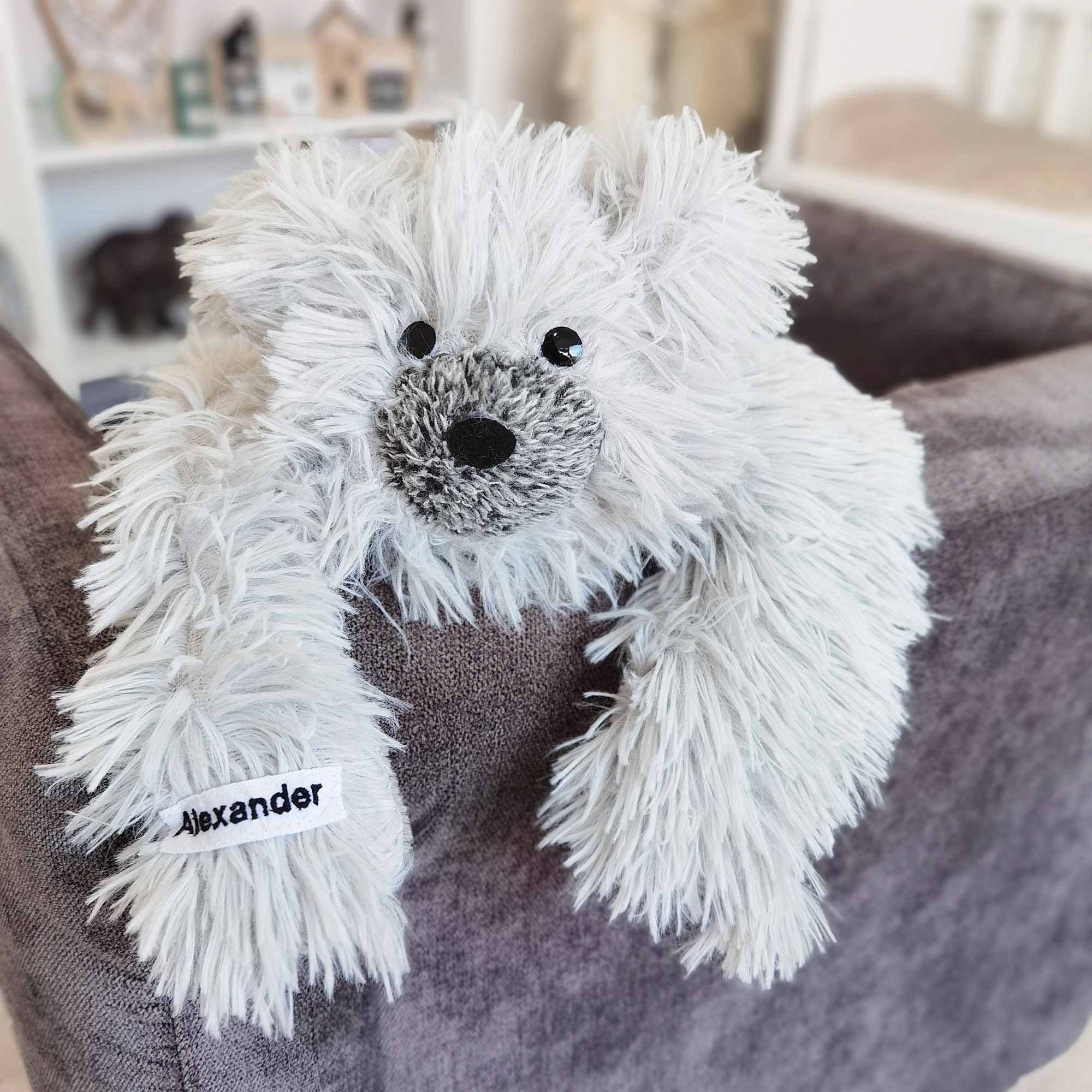 Customizable Bear Nursery Rug Soft Shaggy Minky Playmat Woodland Baby Room Decor Personalized Teddy Rug Kinderzimmer Floor Mat