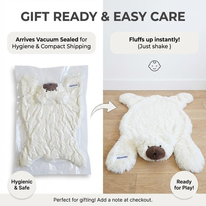 Alfombra de oso polar para la habitación del bebé - Alfombra de juego mullida, decoración personalizada con temática de bosque para bebés imagen 14
