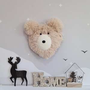 Bärenkopf Wandhalterung, Plüsch Kinderzimmer Dekor - Wald Baby Boy Shower Geschenk