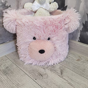 Pink Fluffy Woodland Bear Rug for Girl's Nursery - Personalized Baby ...
