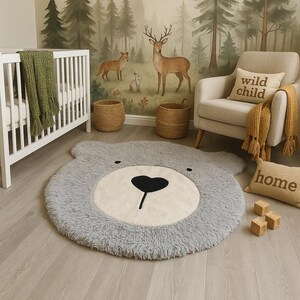 Babay Rugs Woodland Baby Boy Nursery Rug, Personalized Bear Decor, Pictured Rug 45 ...