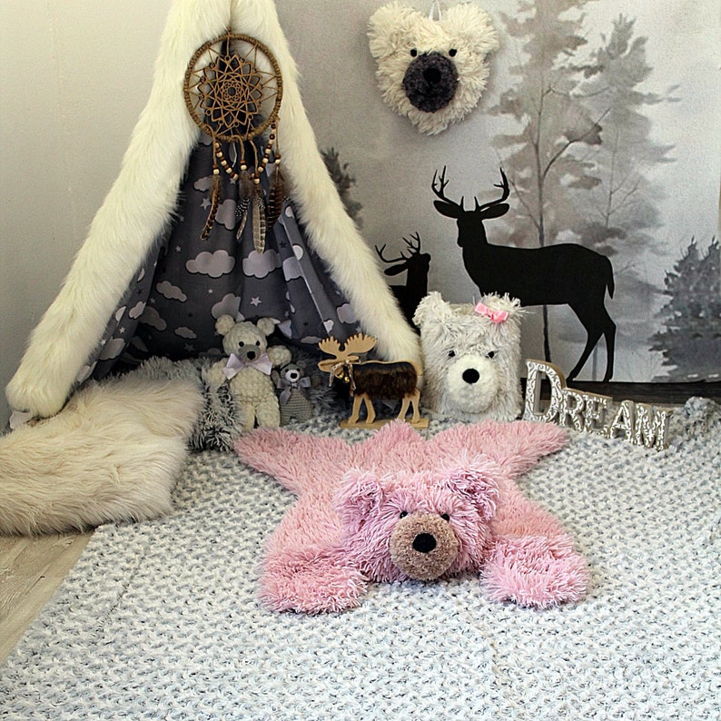 Bear rug for nursery Bearskin rug Faux fur baby shower Etsy