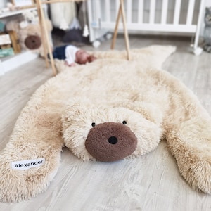 Kinderteppich - Weicher Minky Teppich für Jungenzimmer, Personalisiertes Waldabenteuer-Dekor, Babypartygeschenk