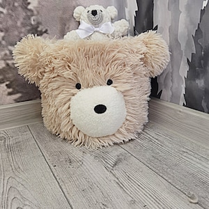 Bär Kinderzimmer Aufbewahrungskorb, Plüsch Wald Spielzeugkorb, Handgemachter Kinderzimmer Organizer, weiches Tier Dekor, einzigartiges Baby Geschenk, gemütliches Minky Design