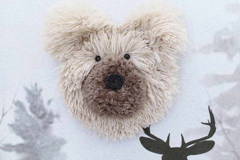 Plush Bear Head Wall Mount Faux Animal Head Wallmounted Etsy