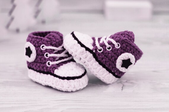 purple baby booties