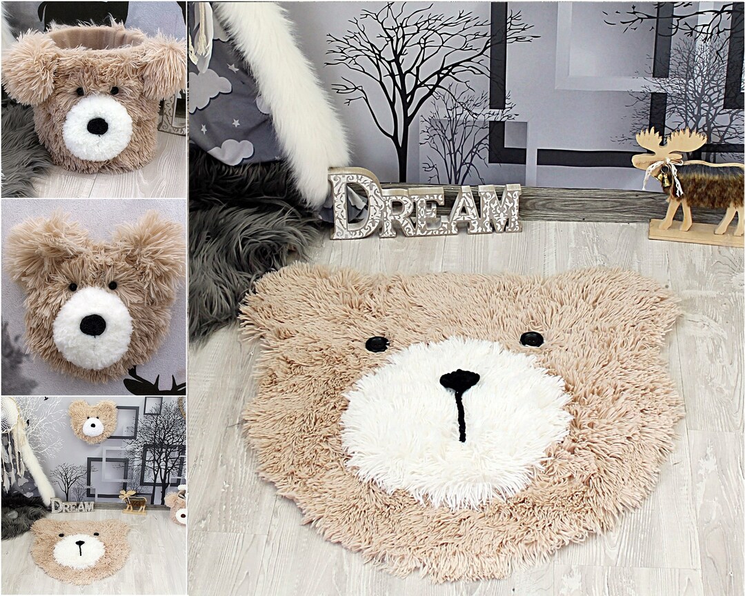 Personalized Bear Nursery Rug Faux Fur Animal Cute Rug Baby Etsy