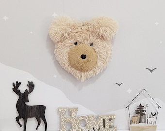 Bärenkopf Wandhalterung Kinderzimmer Dekor - Weicher Plüsch Stofftier-Plüsch, Waldland-Babypartygeschenk
