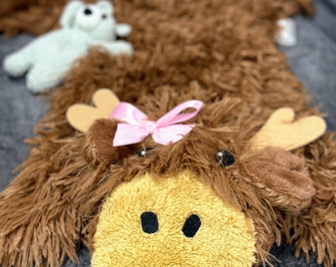 Moose Lovey for Baby Nursery, Plush Minky Moose Rug, Baby Shower Gift, Woodland Animal Nursery Decor, Soft Baby Floor Blanket