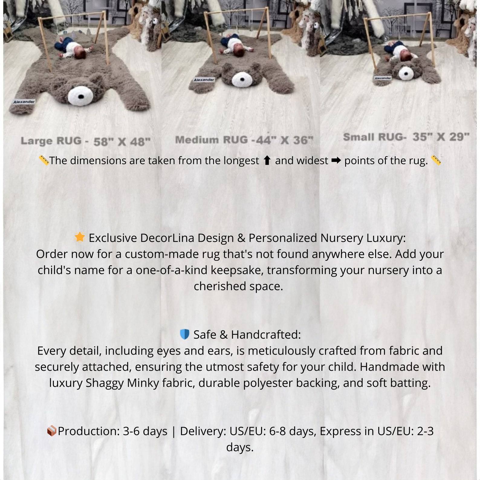 Pink Fluffy Woodland Bear Rug for Girl's Nursery Personalized Baby Room ...