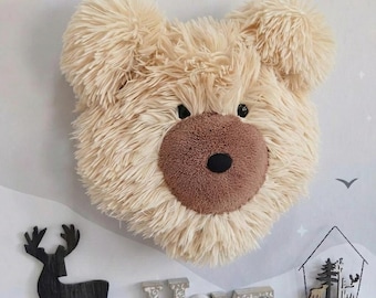 Kunstbärenkopf-Wanddekor - Waldkinderzimmer-Plüschtier