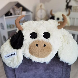 Handmade Highland Cow Nursery Basket: Plush Farm Animal Storage Bin image 4