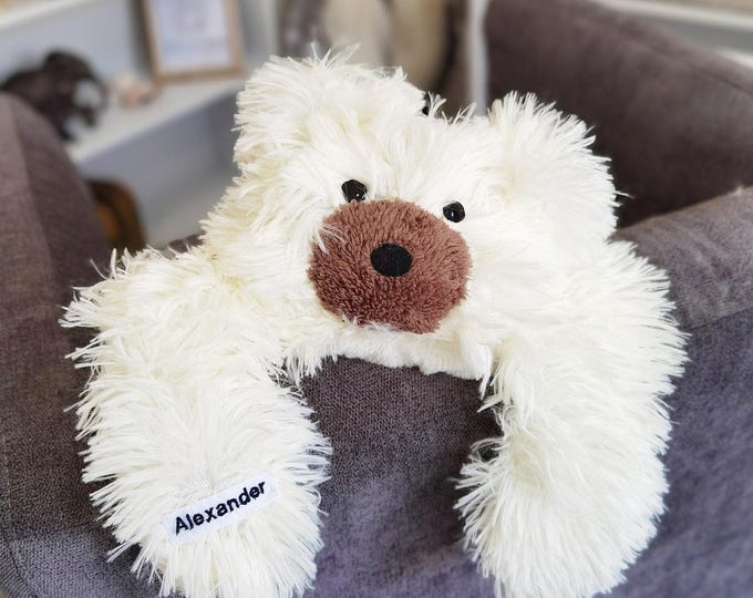 Personalized Polar Bear Lovey - Nursery Decor, Baby Photo Prop, and Stuffed Animal Rug for Woodland Room, Pictured Rug-58" X 48"