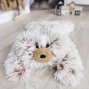 Personalized Bear Lovey Security Blanket Customizable Nursery Bear Rug, Soft Minky Cuddle Playmat, Handmade Plush Baby Shower Gift image 1