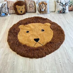 Personalisierter Kinderzimmerteppich, handgefertigt, Shaggy Minky Krabbeldecke, Tierform Bodendekor für Babyzimmer, weiches und gemütliches Babypartygeschenk