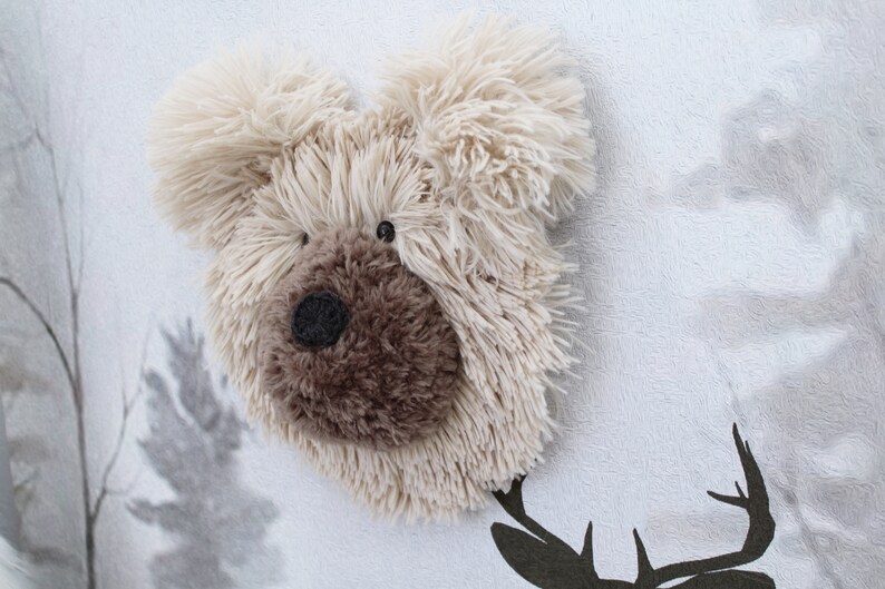 Plush Bear Head Wall Mount Faux Animal Head Wallmounted Etsy
