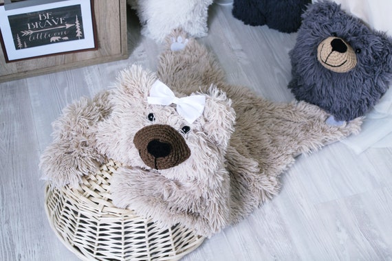 teddy bear rug grey
