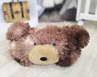 Personalized Brown Bear Pillow - Soft Minky Cuddle Cushion, Handmade Plush Nursery Decor, Cozy Animal Pillow for Kids