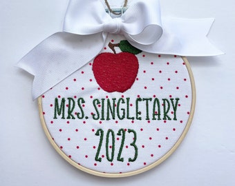 Embroidered Teacher Christmas Ornament