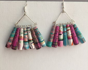 paper quillings earrings-  paper beads bamboo earrings