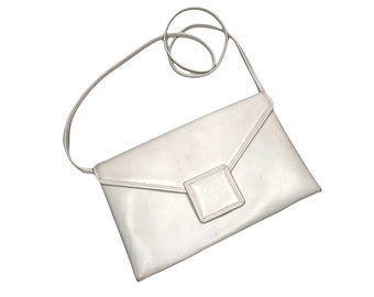 Vintage Givenchy Ivory Lambskin Crossbody Bag – Snake Trim, 1995