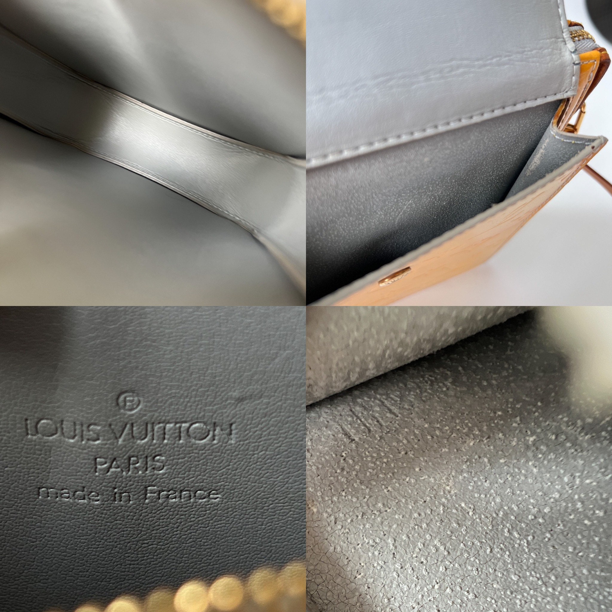 Louis Vuitton Mott Monogram Vernis Patent 218329 Peach-yellow Coated Canvas Shoulder  Bag, Louis Vuitton