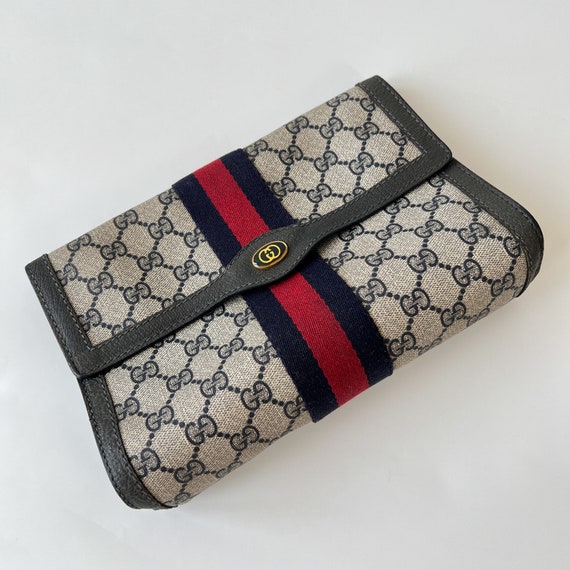 GUCCI Authentic Vintage Canvas Blue and Red Web C… - image 2