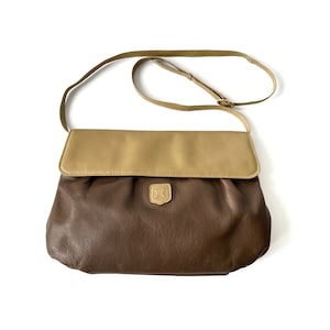 CELINE Authentic Vintage Leather Triomphe Logo Clutch and Crossbody Bag