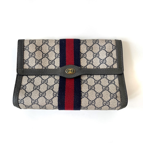 GUCCI Authentic Vintage Canvas Blue and Red Web C… - image 1