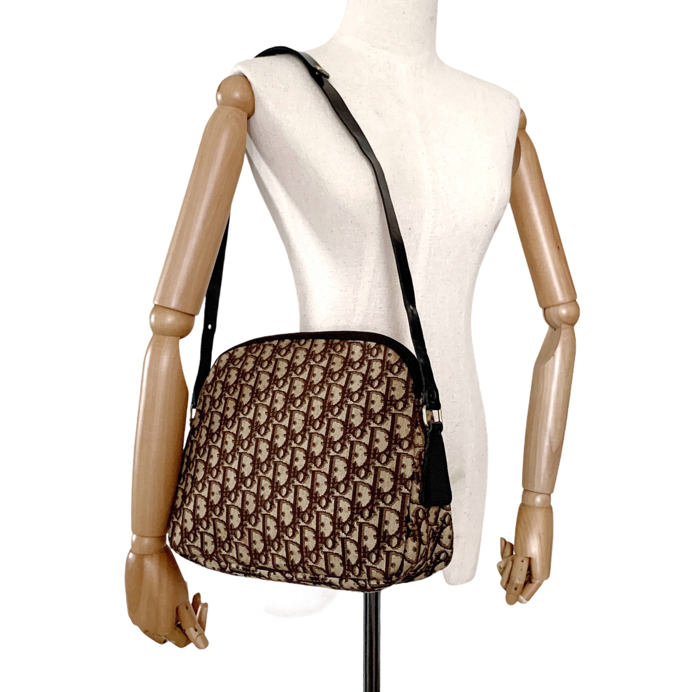 70's vintage Christian Dior brown trotter jacquard handbag. ECLAIR