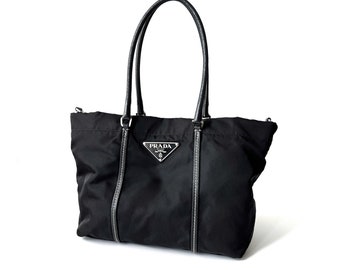 PRADA Authentic Vintage Nylon with Leather Handle Tote Bag