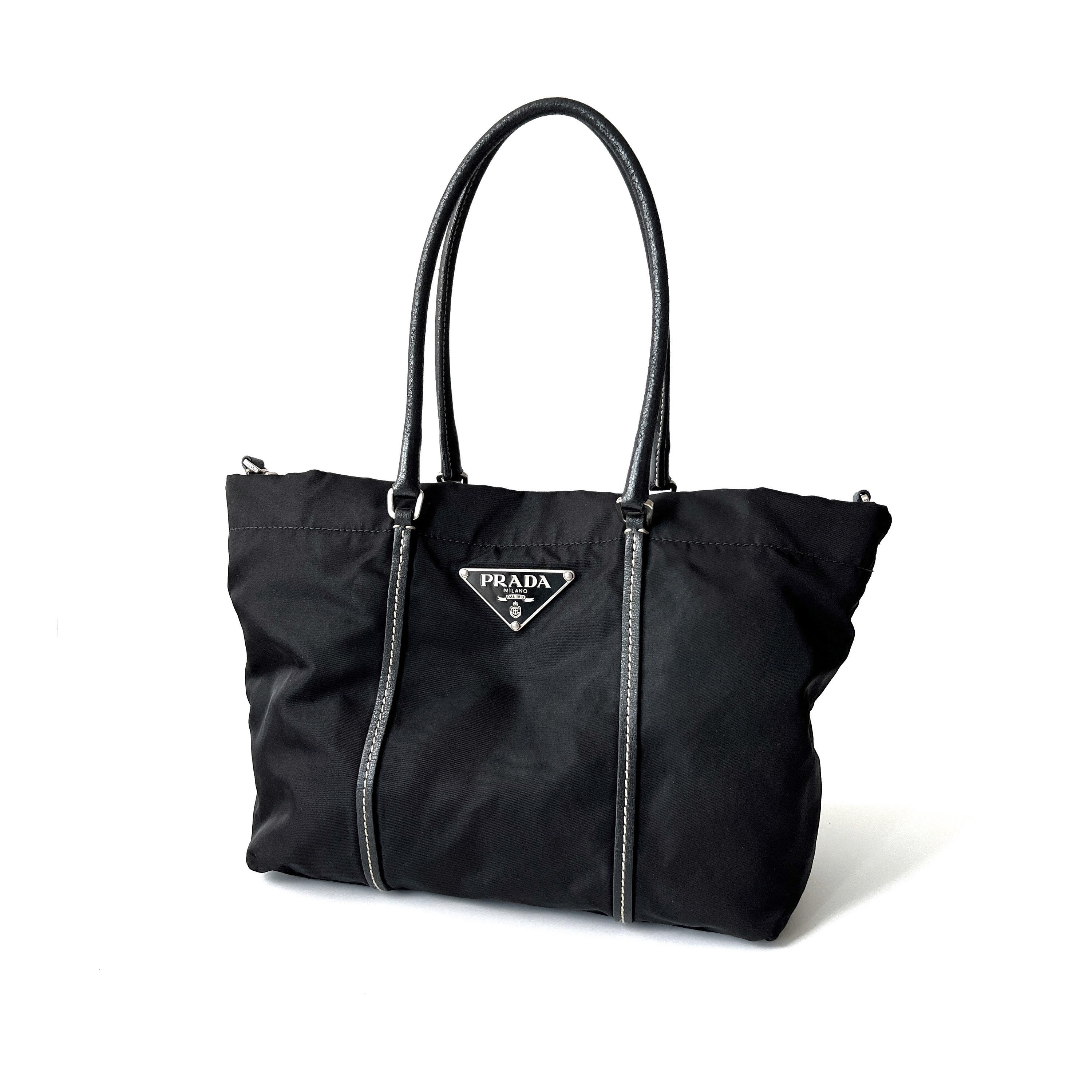 PRADA 本物ヴィンテージナイロン レザーハンドル トートバッグ PRADA 本物ヴィンテージナイロン レザーハンドル トートバッグ