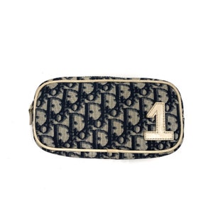 バッグ Christian Dior Vintage Trotter Pouch Dior Cosmetic Case: Blue Oblique Canvas
