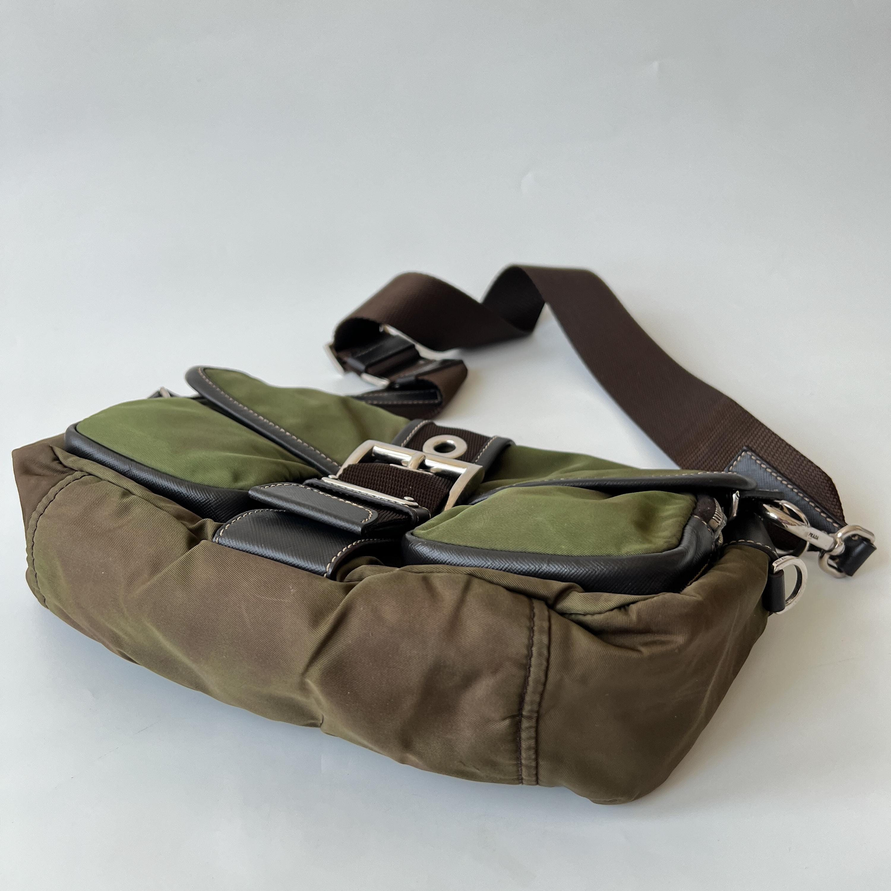 PRADA Authentic Vintage Green Nylon Pocket Shoulder Bag - Etsy