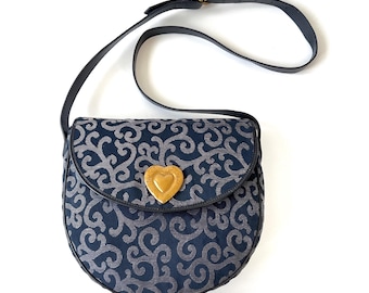 Vintage YSL Leather Shoulder Bag, 1980s Navy & White Y Logo - Etsy