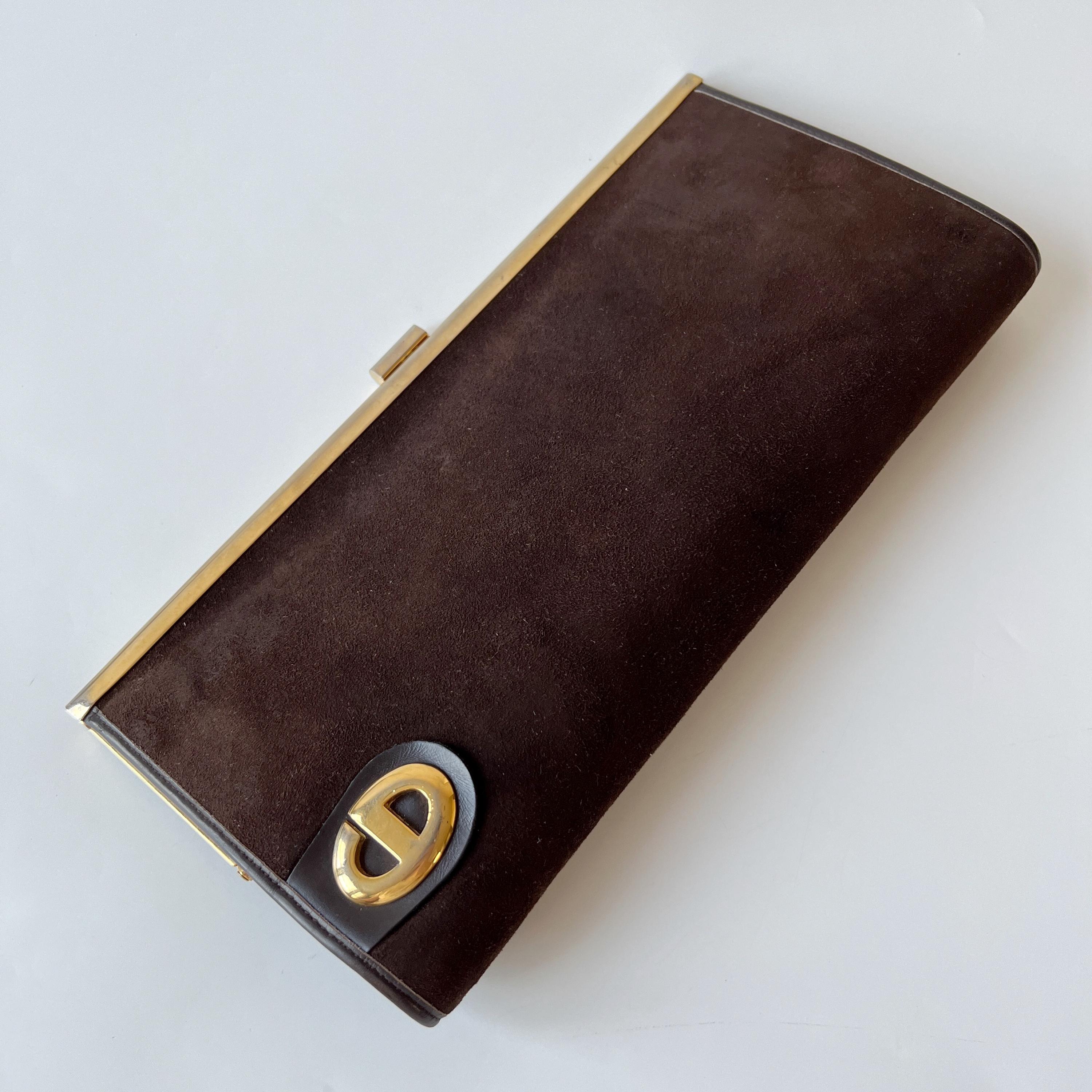 Vintage Christian Dior Brown Leather & Suede Clutch Bag - Authentic Dior 3604N Christian Dior Clutches for Women | The RealReal main image 2