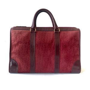 Christian Dior Authentische Vintage Burgundy Debossed Trotter Muster Boston 40 Tasche