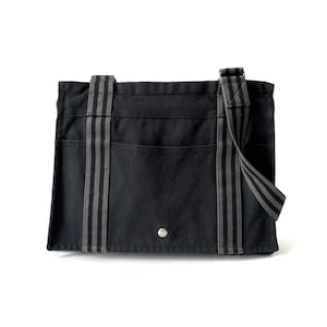 HERMES Borsa Herline autentica nera grigia in tela Fourre Tout Vassus Messenger Bag