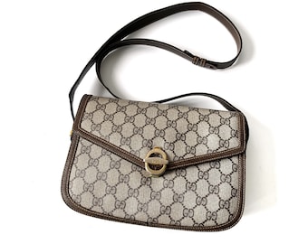 GUCCI Authentic Vintage Monogram PVC Canvas Shoulder Bag Etsy