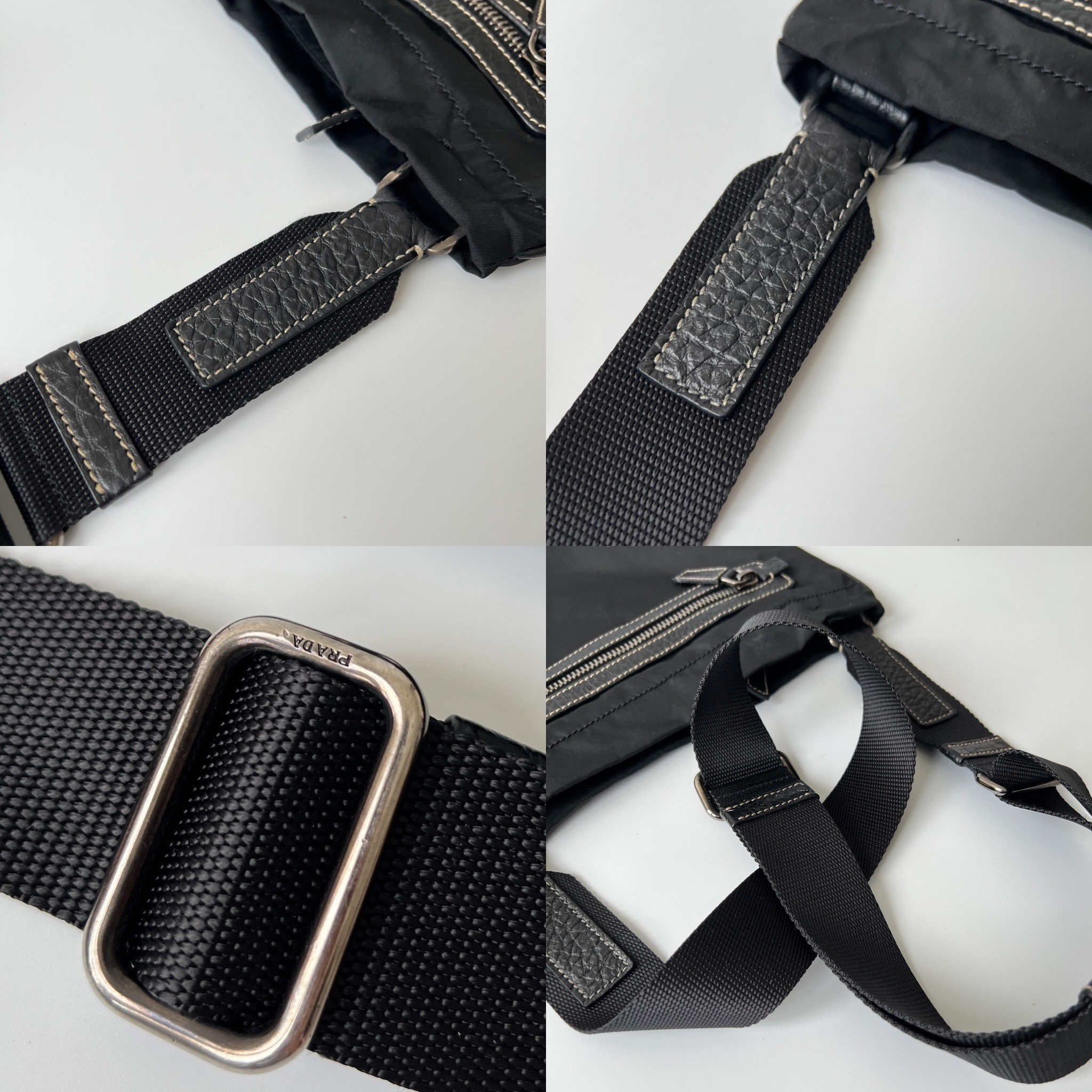 PRADA 本物ヴィンテージ ブラックナイロン クロスボディバッグ - Etsy 日本