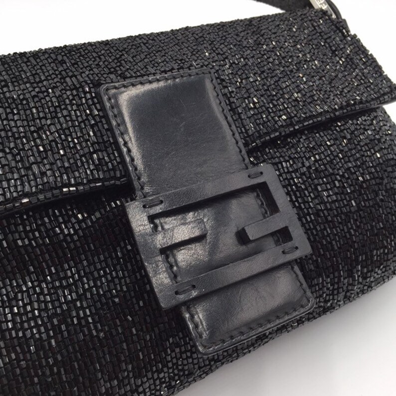 Authentic FENDI Vintage Black Sequins Baguette Bag | Etsy