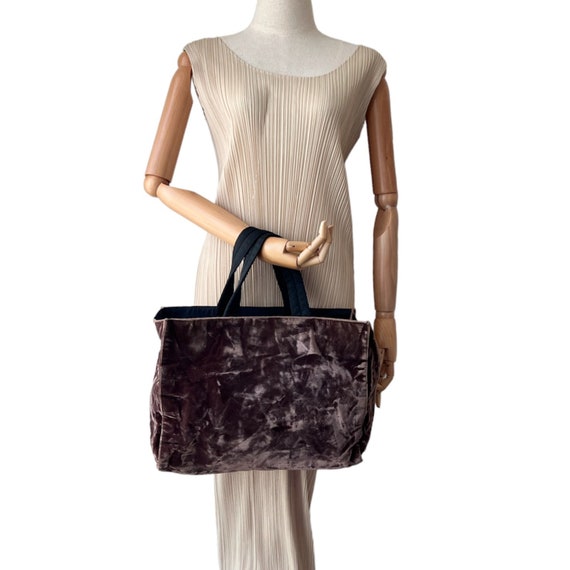 PRADA Authentic Brown Velvet Tote Handbag - image 10