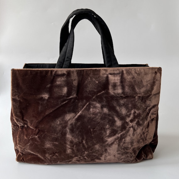 PRADA Authentic Brown Velvet Tote Handbag - image 3