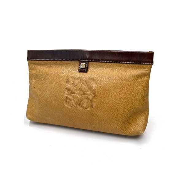 LOEWE Authentic Vintage Leather Embossed Logo Clutch 