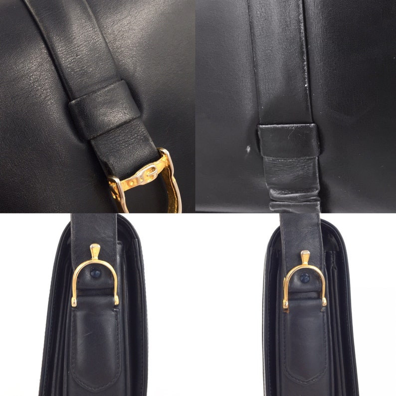 Authentic Celine Vintage Horse Carriage navy shoulder bag | Etsy